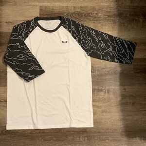 Oakley White Raglan Shirt with Black Patterned Sleeves